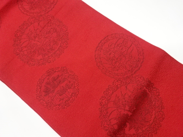 JAPANESE KIMONO / VINTAGE NAGOYA OBI / WOVEN FLORAL PLANTS